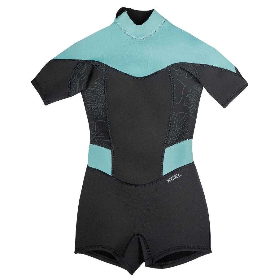 Youth Xcel Axis 2mm Springsuit Short Sleeve - Graphite/Glacier Blue Wetsuit for Girls