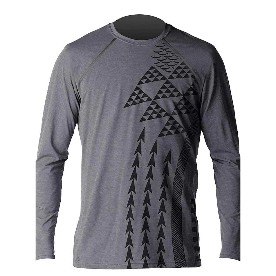 Xcel Men's Heather Charcoal VentX Haleiwa Tribal Long Sleeve UV Protection Relaxed Fit Shirt