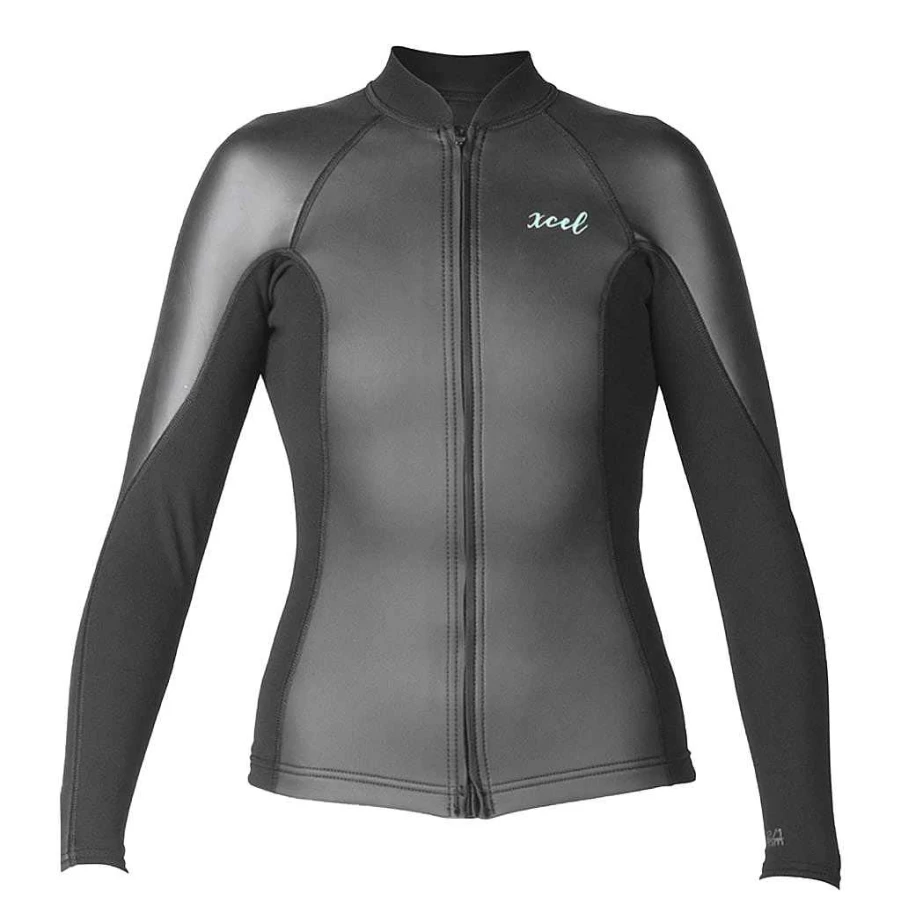 Xcel Women's Black Axis Smoothskin 2/1mm Long Sleeve Front Zip Jacket