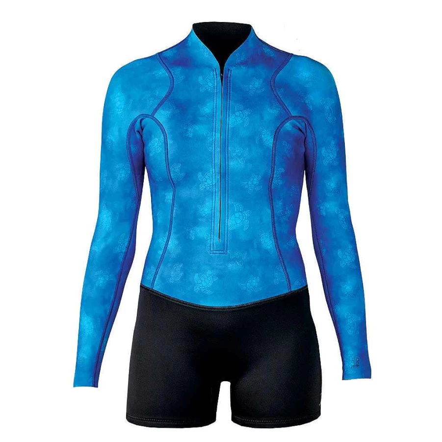 Xcel Women's Black/Honu Print Ocean Ramsey Water Inspired Axis 2/1mm Long Sleeve Front Zip Springsuit Wetsuit