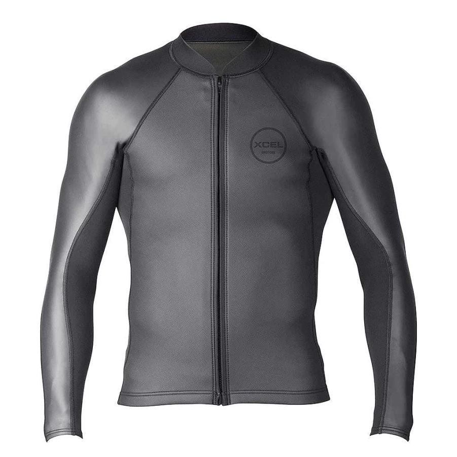 Xcel Men's Black Axis Sharkskin 2/1mm Long Sleeve Zip Jacket